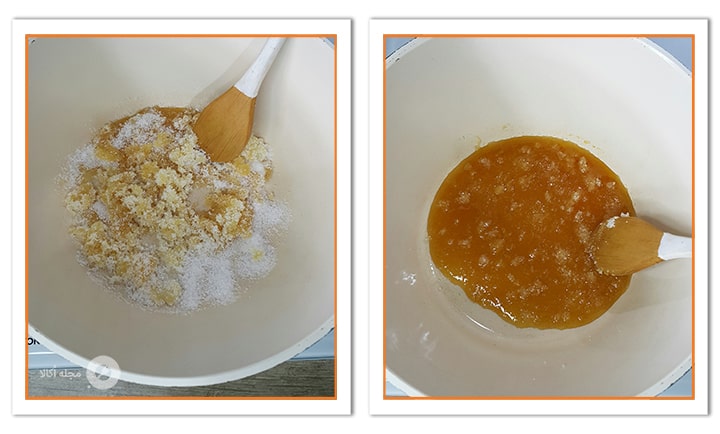 شکر باقی مانده را اضافه کنید و کم کم تفت دهید