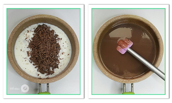 شکلات رنده شده را داخل شیر بریزید برای موس شکلاتی