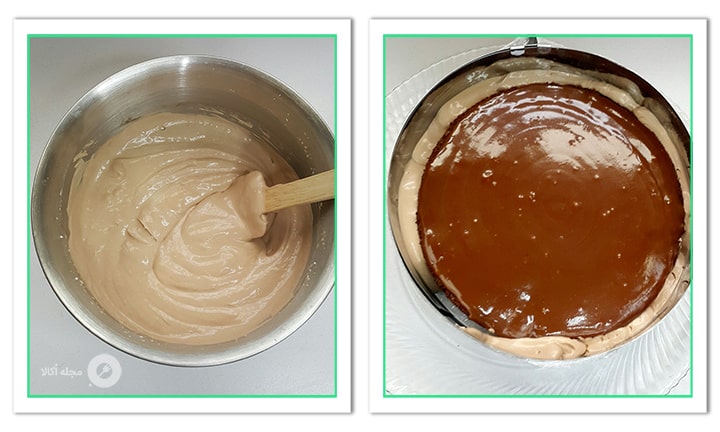 مواد موس را با کمک قیف دور تا دور قالب را پر کنید