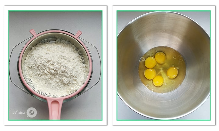 تخم مرغ و آرد را آماده کنید برای کیک شکلاتی