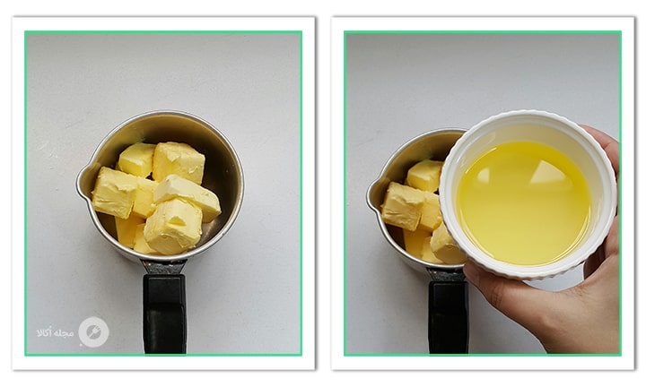 کره و روغن مایع را مخلوط کنید برای باقلوا کرمدار