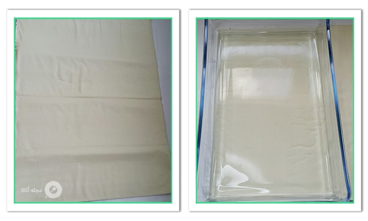 خمیر را باز کرده و ظرف پیرکس را انتخاب کنید