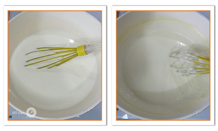 قابلمه را روی گاز بزارید و هم بزنید تا به غلظت مورد نظر برسد