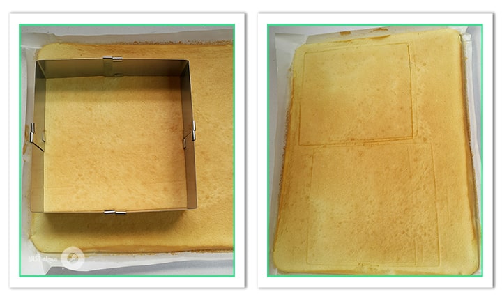 با کاتر شیرینی را کات کنید در شیرینی برشی تر توت فرنگی