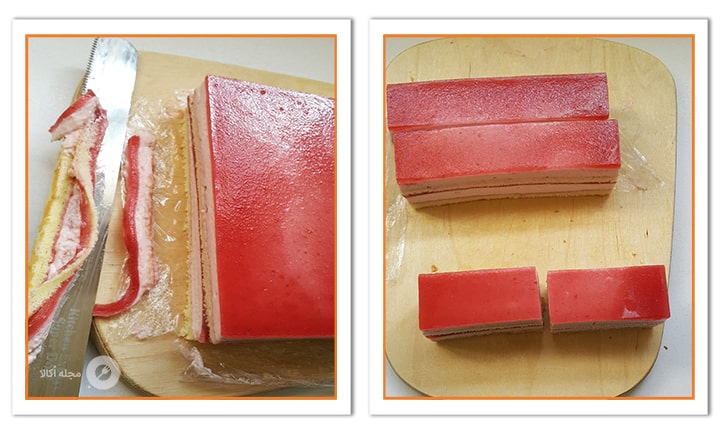 شیرینی تر توت فرنگی را برش بزنید با چاقو