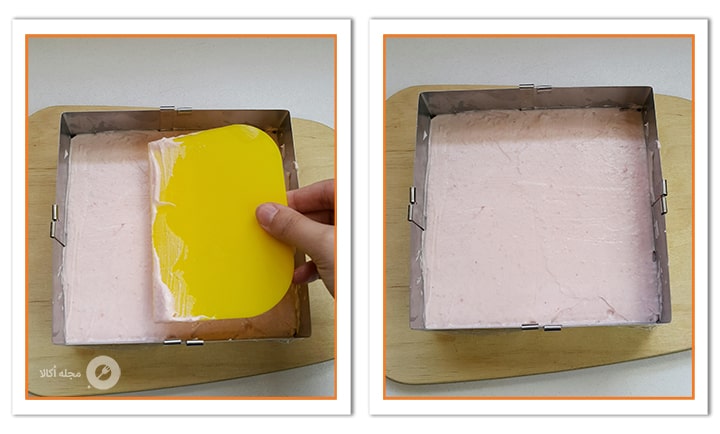 مواد خامه ای را روی مواد زیرین رولت بریزید