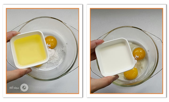 روغن مایع و شیر را اضافه کنید برای مایع شیریین تر اسلایسی توت فرنگی