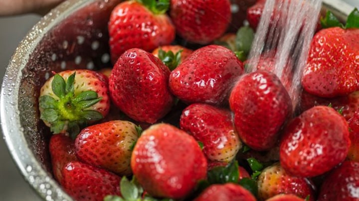 شستن توت فرنگیها با آب و سرکه شستن توت فرنگیها با آب و سرکه