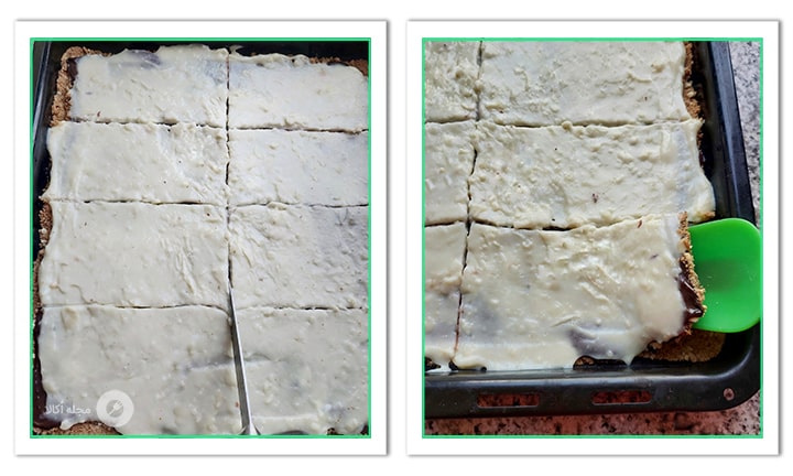 با لیسک تکه های بریده شده دسر سارماسی را جدا کنید