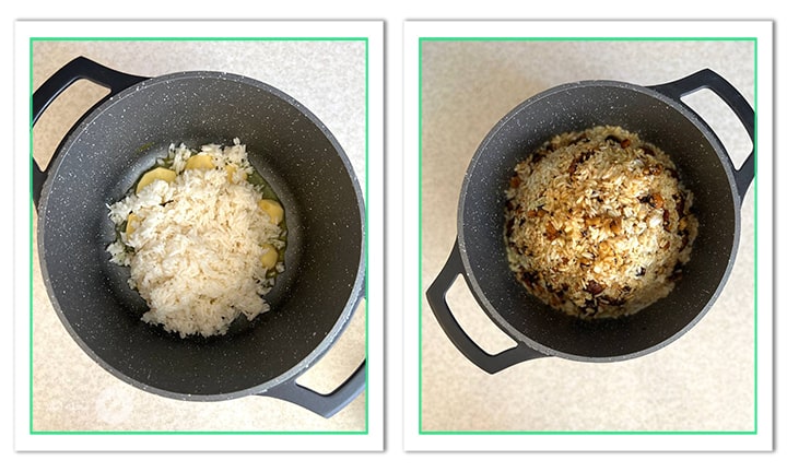 طرز ریختن قنبرپلو در قابلمه