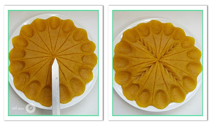 تزیین حلوای اوماج با سیخ