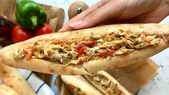 غذا با مرغ ریش ریش