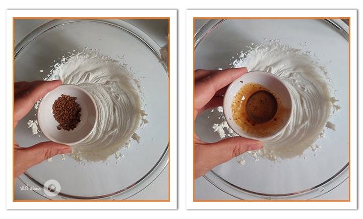 پودر قهوه فوری درست شده را به خامه اضافه کنید