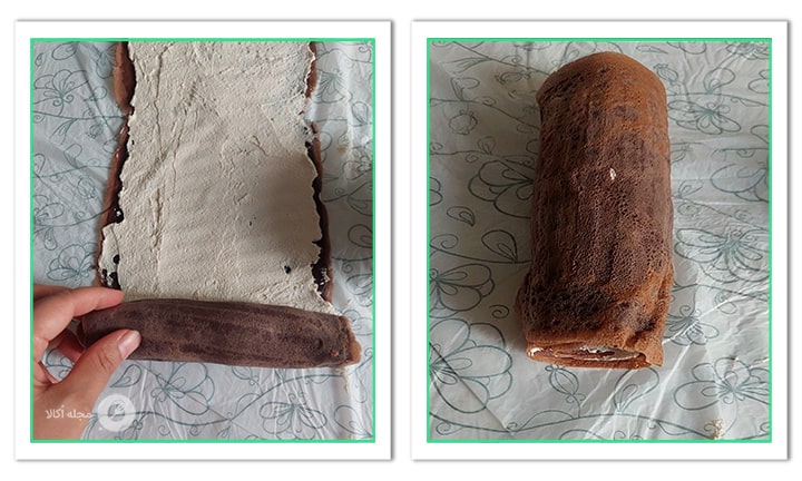 رول کرپ خامه ای را همانند شکل رول کنید