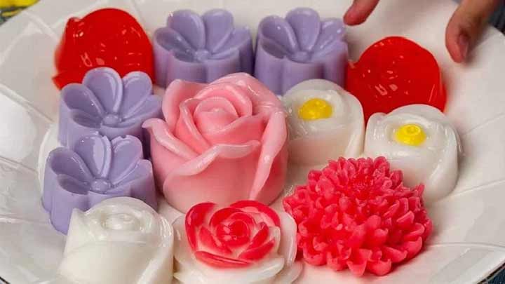 مراحل تهیه ژله بستنی با طرح گل