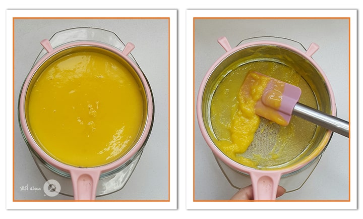 مواد ژلاتینی انبه را از صافی رد کنید