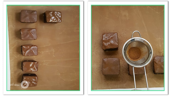 پودر قهوه را روی شیرینی پرسی الک کنید پودر قهوه را روی شیرینی پرسی الک کنید