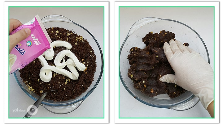 خامه صبحانه را به مواد شیرینی پرسی اضافه کنید خامه صبحانه را به مواد شیرینی پرسی اضافه کنید