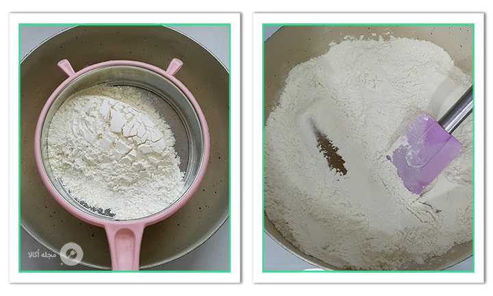 آرد را برای حلوای مرمری تفت دهید