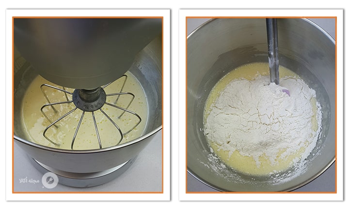 آرد را به مواد کیک شعریه اضافه کنید 