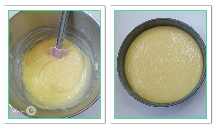 مایه کیک را در قالب بریزید برای کیک شعریه