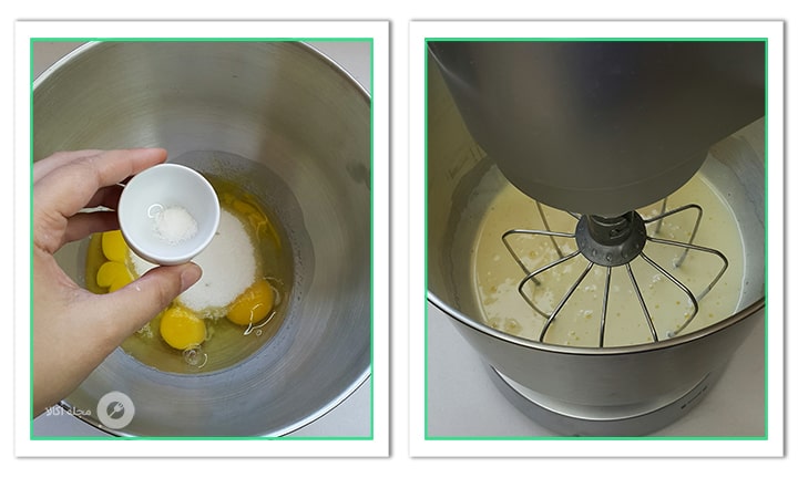 وانیل را اضافه کنید و با همزن برقی با سرعت زیاد 5 دقیقه مواد کیک شعریه را بزنید