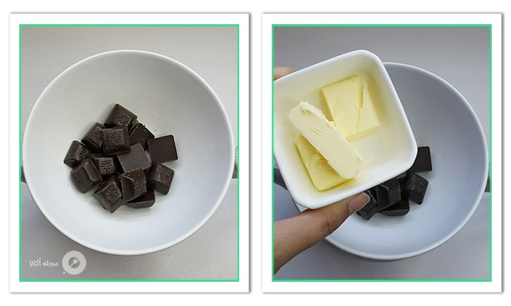 کره با شکلات برای کوکی براونی ترک دار اضافه کنید کره با شکلات برای کوکی براونی ترک دار اضافه کنید