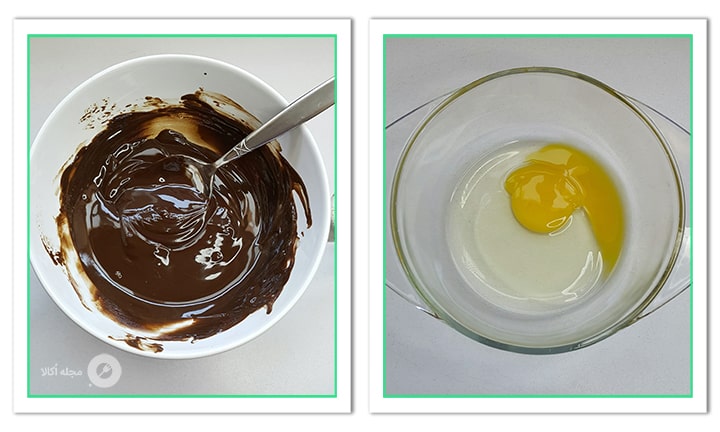 شکلات بن ماری شده را آماده و تخم مرغ را در ظرفی بریزید
