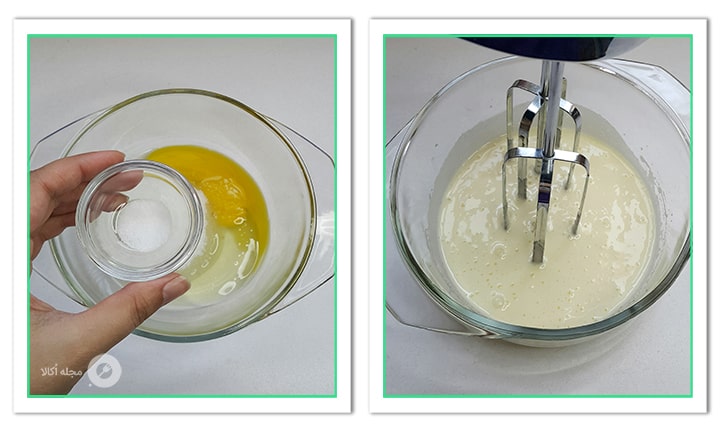 نمک را اضافه و با سرعت زیاد دودقیقه مواد براونی ترک دار را بزنید