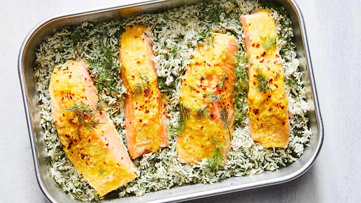 مراحل تهیه شوید پلو کته‌ای با ماهی