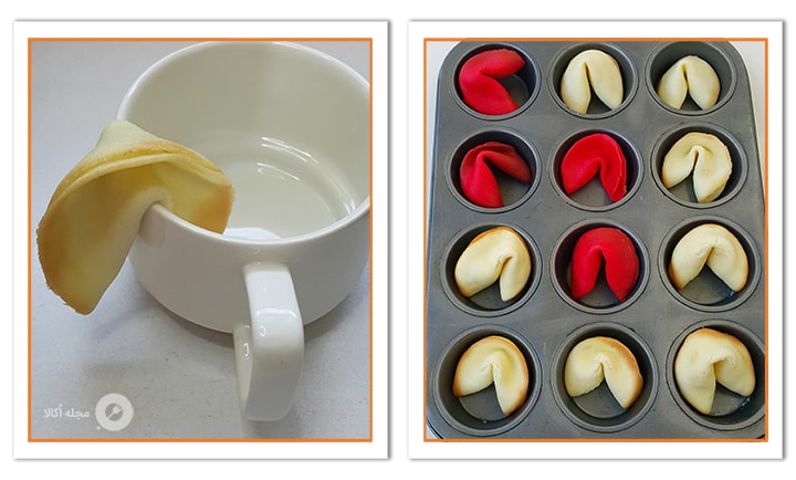 طریقه فرم دادن کوکی فورچون با پیاله و گذاشتن در قالب فر