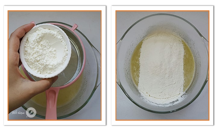 آرد را روی مواد شیرینی شانس الک کنید