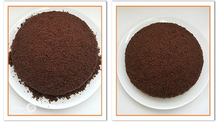 با دست کمی کیک پودر شده را فشار دهید تا بچسبد و دور ظرف را تمیز کنید با دست کمی کیک پودر شده را فشار دهید تا بچسبد و دور ظرف را تمیز کنید