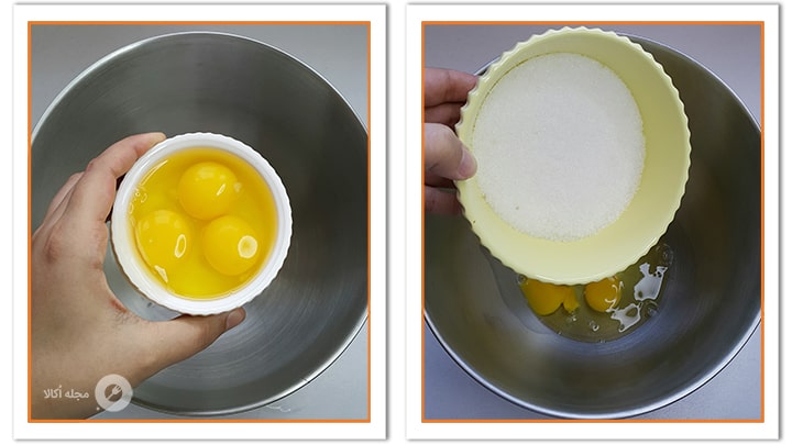 شکر را به تخم مرغ اضافه کنید برای کیک کوستبک ترکی شکر را به تخم مرغ اضافه کنید برای کیک کوستبک ترکی