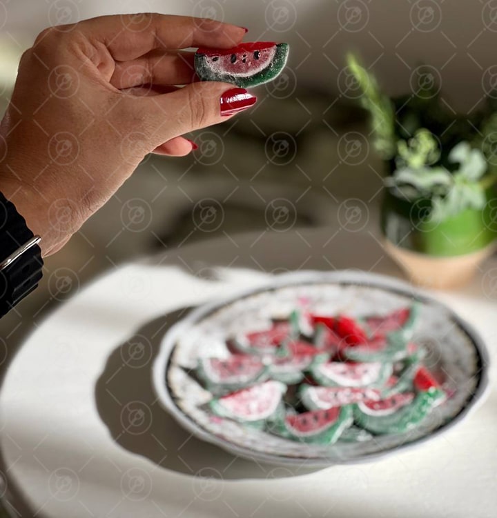 مارشمالوی یلدایی به شکل هندوانه یلدایی