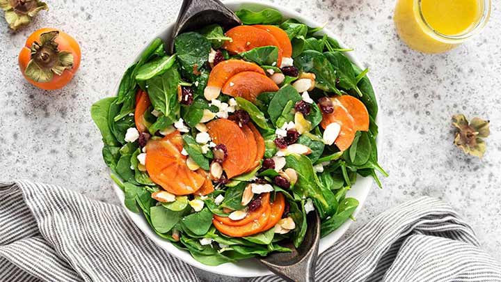 سالاد خرمالو با اسفناج سالاد خرمالو با اسفناج