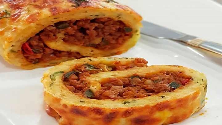 مراحل پخت مواد میانی رولت سیب‌ زمینی