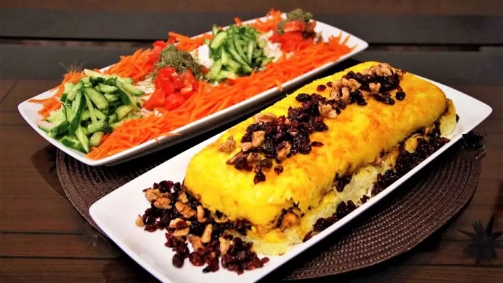 ته چین لپه و کشمش خوشمزه و مخصوص