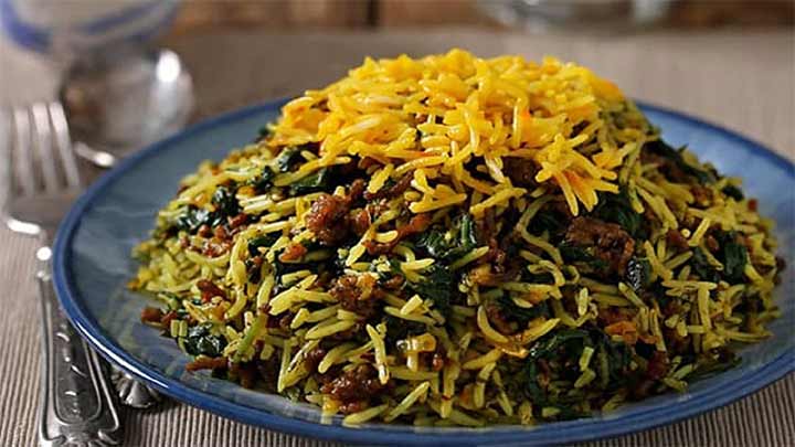 طرز تهیه اسفناج پلو طرز تهیه اسفناج پلو