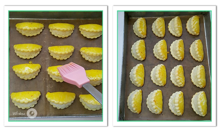 شیرینی را رومال و در فر قرار دهید تا بپزد