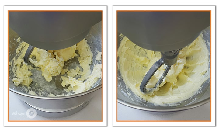 مواد خمیر شیرینی قطاب آناناسی را با همزن بزنید تا کمی ساختارش پوک شود مواد خمیر شیرینی قطاب آناناسی را با همزن بزنید تا کمی ساختارش پوک شود