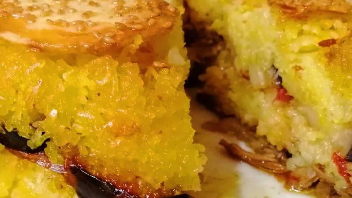 بادمجان پلو بدون گوشت