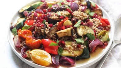 سالاد سبزیجات کبابی با کوسکوس