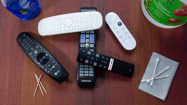 استفاده از ترکیب سرکه و مایع ظرفشویی برای تمیز کردن کنترل تلویزیون استفاده از ترکیب سرکه و مایع ظرفشویی برای تمیز کردن کنترل تلویزیون