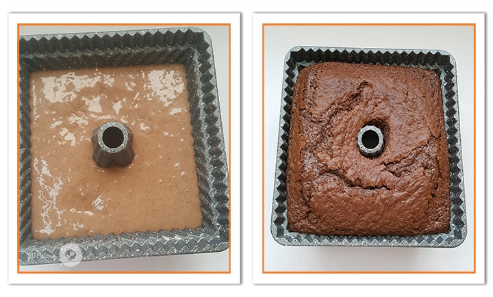 مواد کیک شیفون را در قالب بریزید و در فر قرار دهید مواد کیک شیفون را در قالب بریزید و در فر قرار دهید