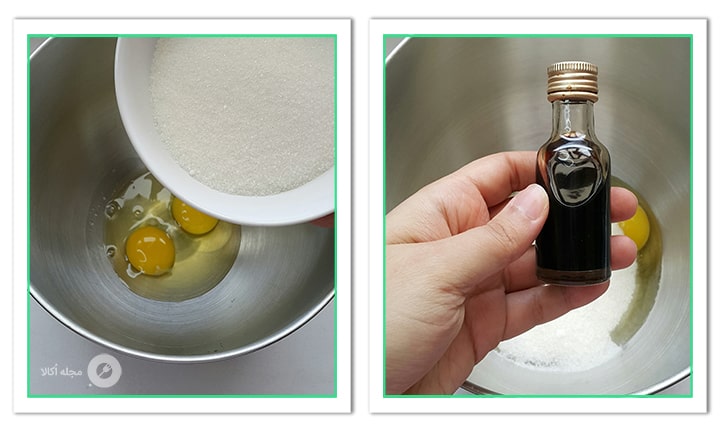 شکر و وانیل را به مواد کیک شیفون اضافه کنید