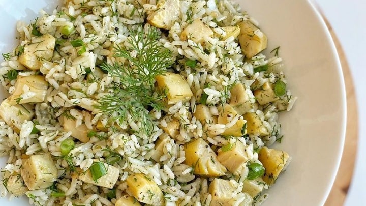 طرز تهیه کنگر پلو بدون گوشت طرز تهیه کنگر پلو بدون گوشت