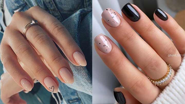 دیزاین ناخن مینیمال با لاک ژل مشکی