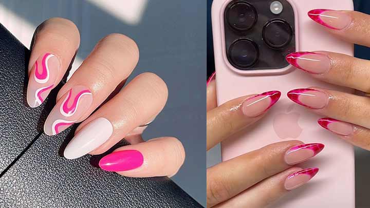 انواع دیزاین ناخن ترند با فرنچ صورتی انواع دیزاین ناخن ترند با فرنچ صورتی