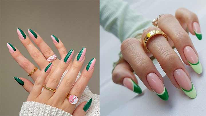 دیزاین ناخن ترند با لاک ژل رنگ سبز دیزاین ناخن ترند با لاک ژل رنگ سبز